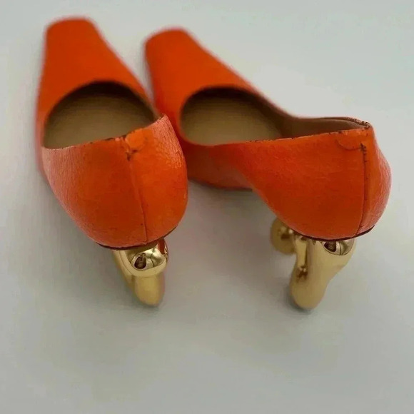 New, JW BUBBLE HEEL LEATHER PUMPS Orange Color Size 38 - Picture 11 of 16